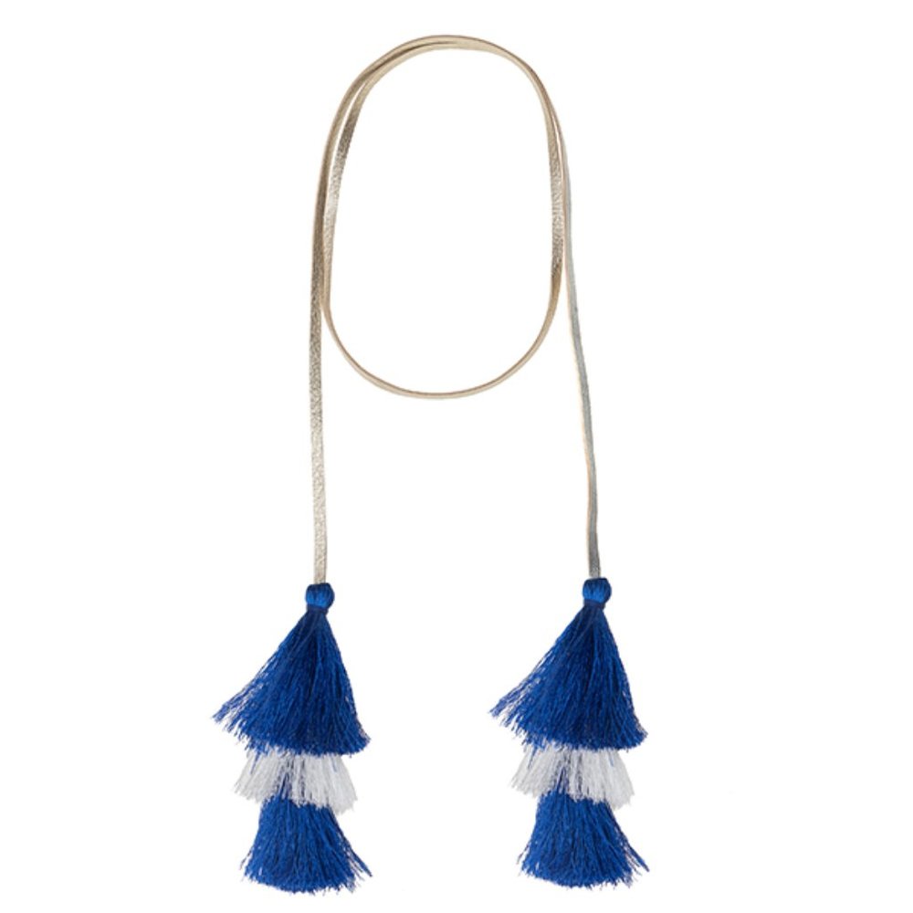 Blue and White  Long Tassel Necklace